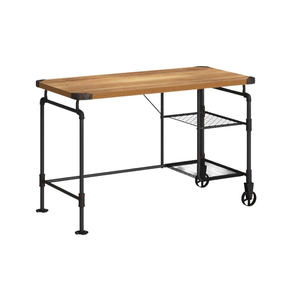 Black Industrial 47 Inch Desk – Durable Computer Desk for Home Office