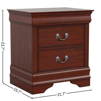 Brown Wooden Nightstand with 2 Drawers – Small 21.7 Inch Wide Bedroom Nightstand