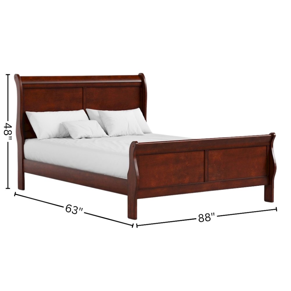 Brown Sleigh Bed Frame, Queen Size – Platform Bed Frame with Headboard
