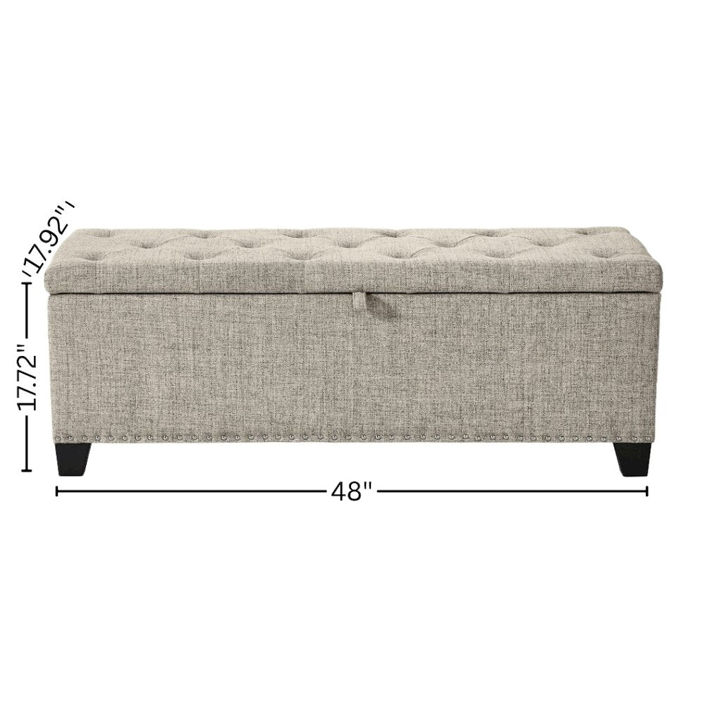 Light Brown Ottoman with Storage – Upholstered Storage Bench for Bedroom, Entry