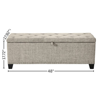 Light Brown Ottoman with Storage – Upholstered Storage Bench for Bedroom, Entry