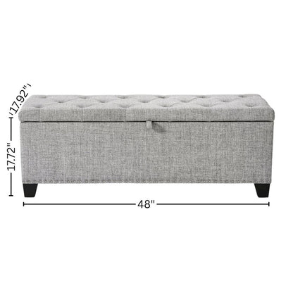 Light Gray Ottoman with Storage – Upholstered Storage Bench for Bedroom, Entry