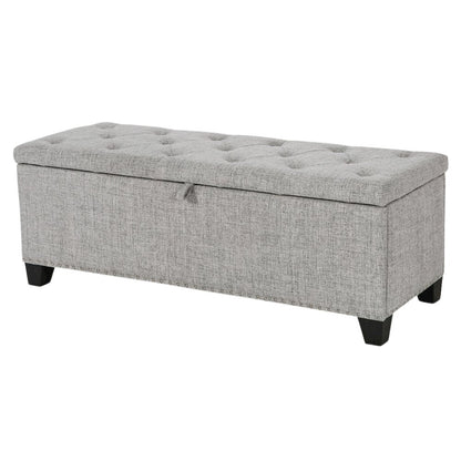 Light Gray Ottoman with Storage – Upholstered Storage Bench for Bedroom, Entry