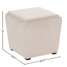 Beige Pink Storage Ottoman with Flip Top Tray – Upholstered Ottoman Table