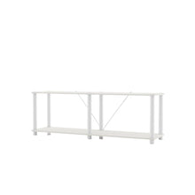 White Standing Shelf – 2 Tier Display Shelf with Horizontal Bookshelf Design