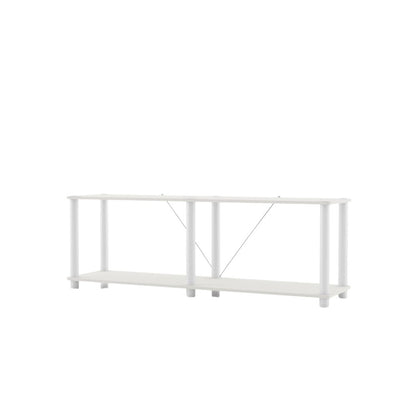 White Standing Shelf – 2 Tier Display Shelf with Horizontal Bookshelf Design