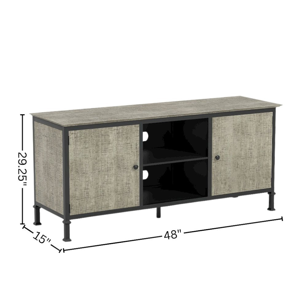 Gray Industrial TV Stand – 60 Inch Wide Entertainment Center For Living Room