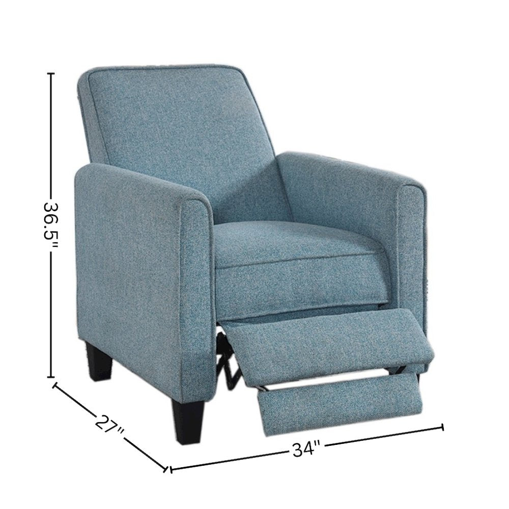 Blue Recliner Chair - Upholstered Sofa Chair with Push Back for Living Room