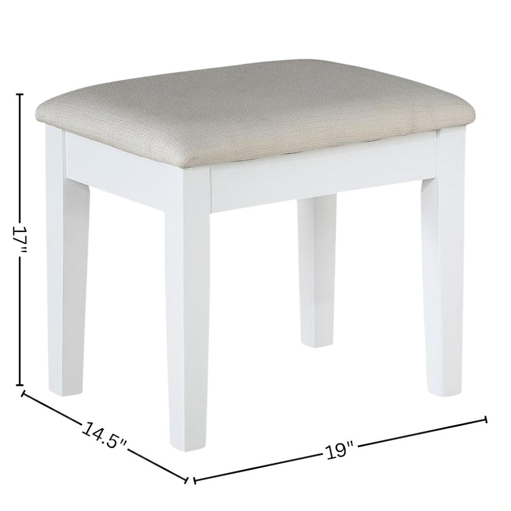 White Makeup Vanity Desk with Mirror and LED Lights – Vanity Desk Set With Stool