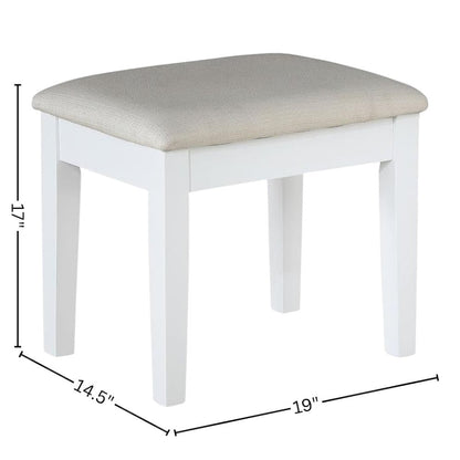 White Makeup Vanity Desk with Mirror and LED Lights – Vanity Desk Set With Stool