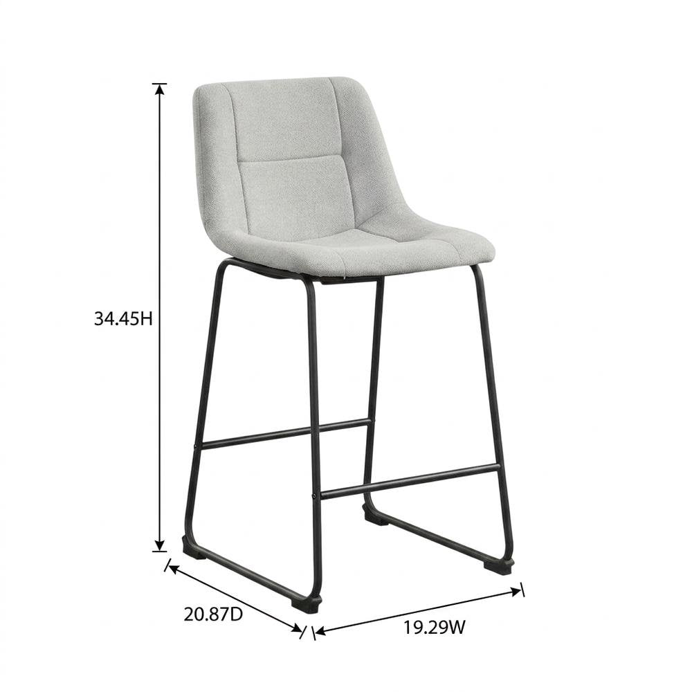 Grey upholstered dining chairs, set of 2, modern design, comfortable seating