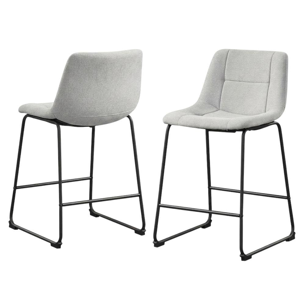 Grey upholstered dining chairs, set of 2, modern design, comfortable seating