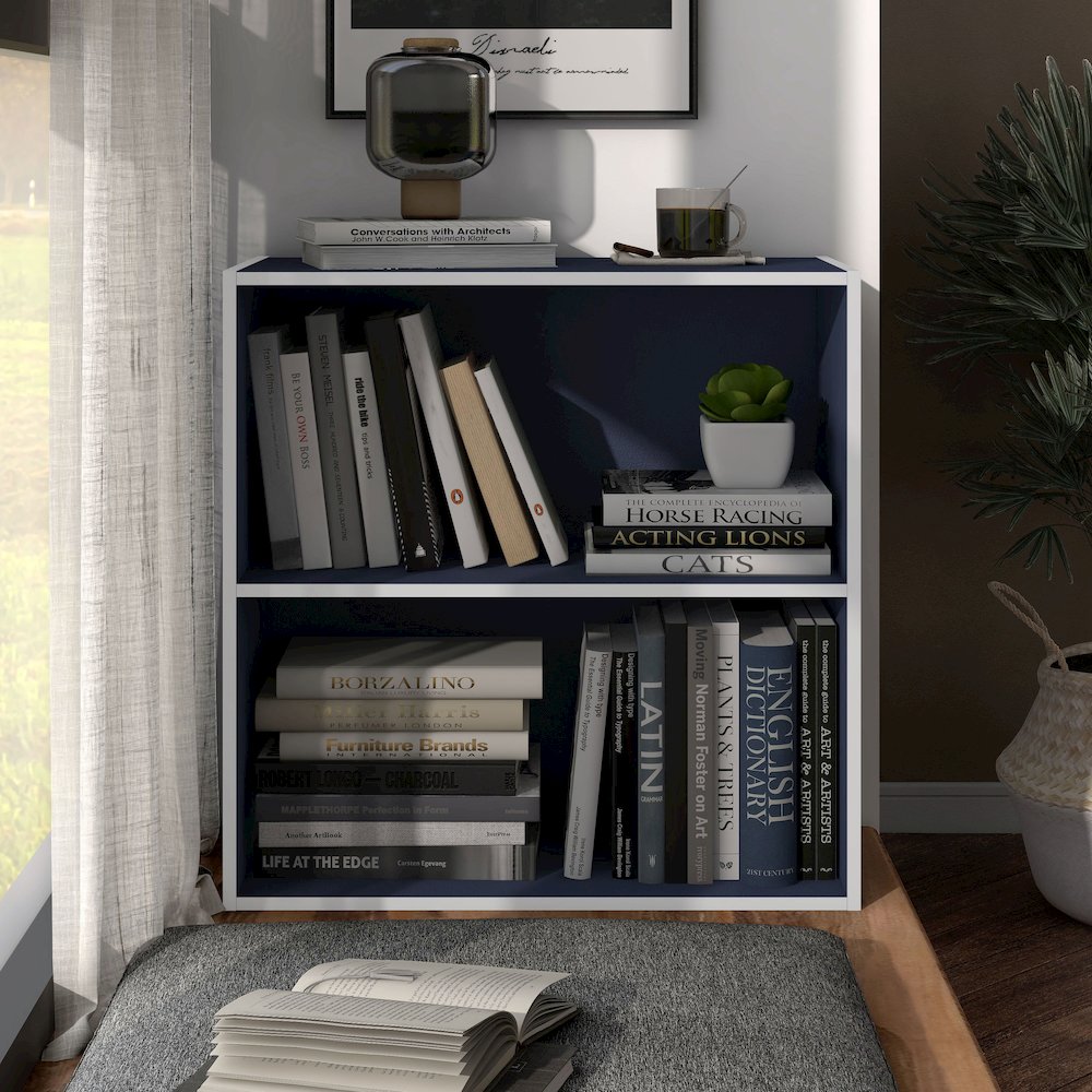 Seni Stackable Wood 2-Shelf Bookcase
