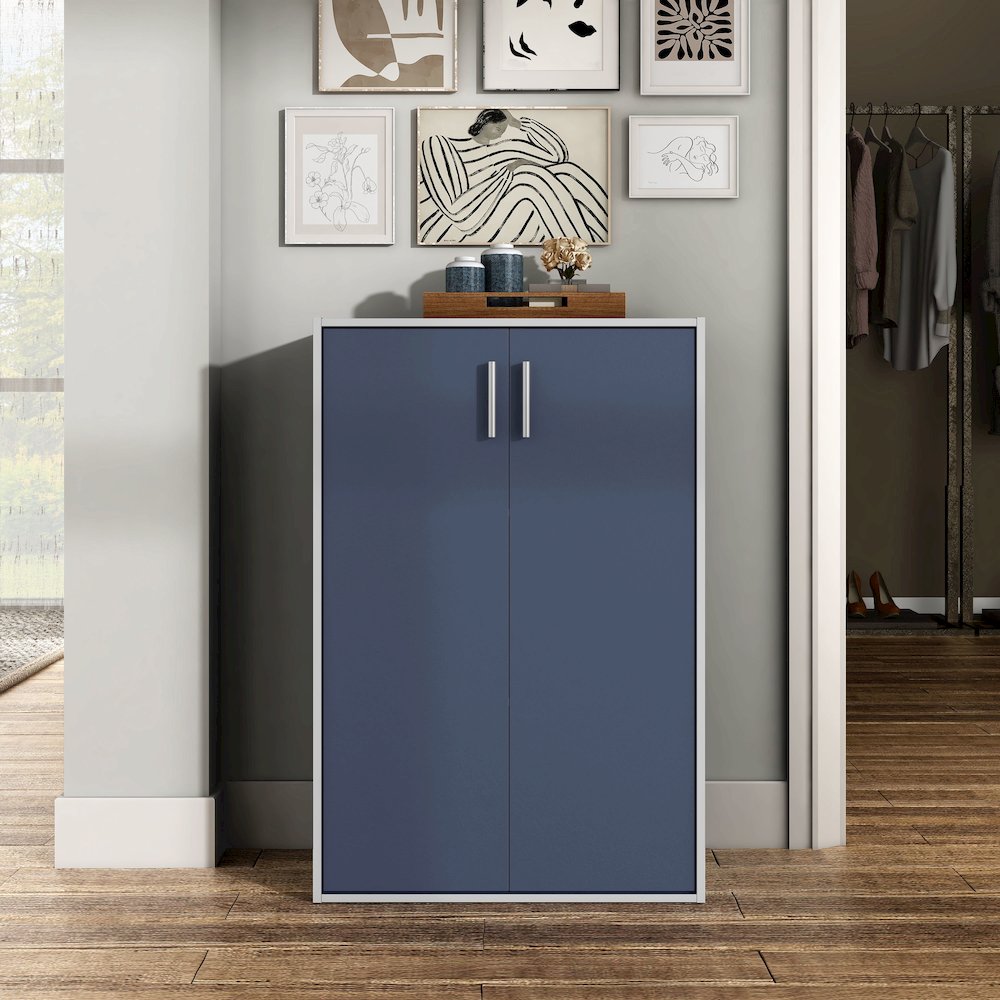 Seni Stackable Wood 3-Shelf Bookcase with Door