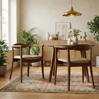 Rich Walnut Solid Wood Dining Chairs (Set of 2) with Comfortable Seating