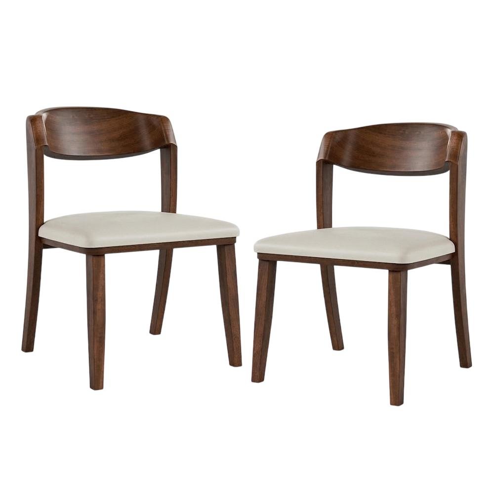 Rich Walnut Dining Chairs Set of 2 with Solid Wood Frame and Comfortable Seating
