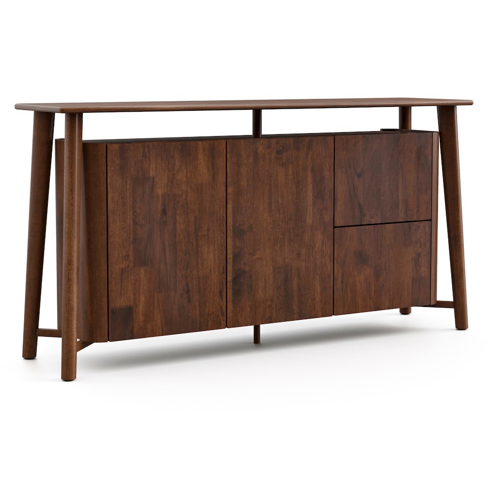 Pradan Rich Walnut Solid Wood 2-Drawer Dining Server