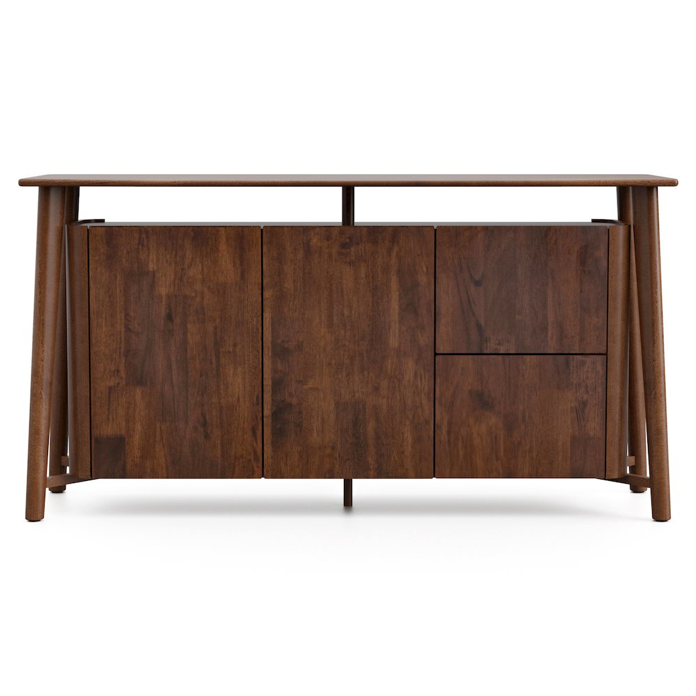 Pradan Rich Walnut Solid Wood 2-Drawer Dining Server