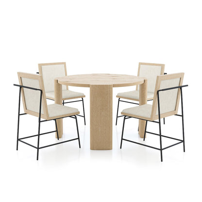Hallond 5-Piece Solid Wood Round Dining Table Set in Oak