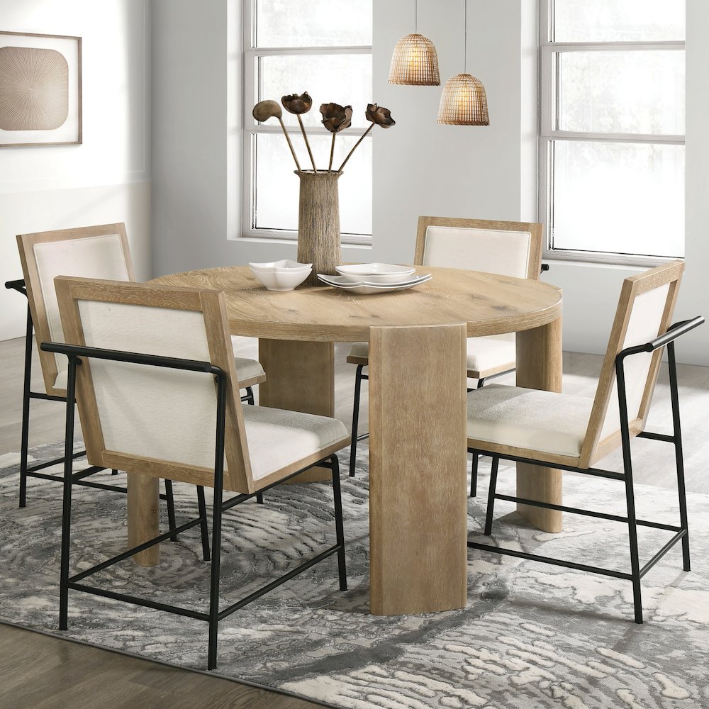 Hallond 5-Piece Solid Wood Round Dining Table Set in Oak