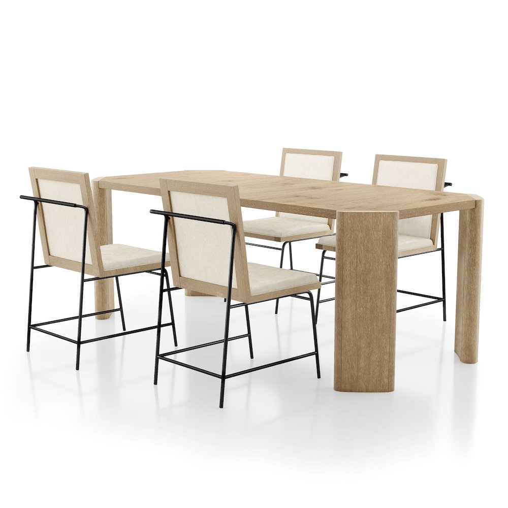 Hallond 5-Piece Solid Wood Dining Table Set in Oak