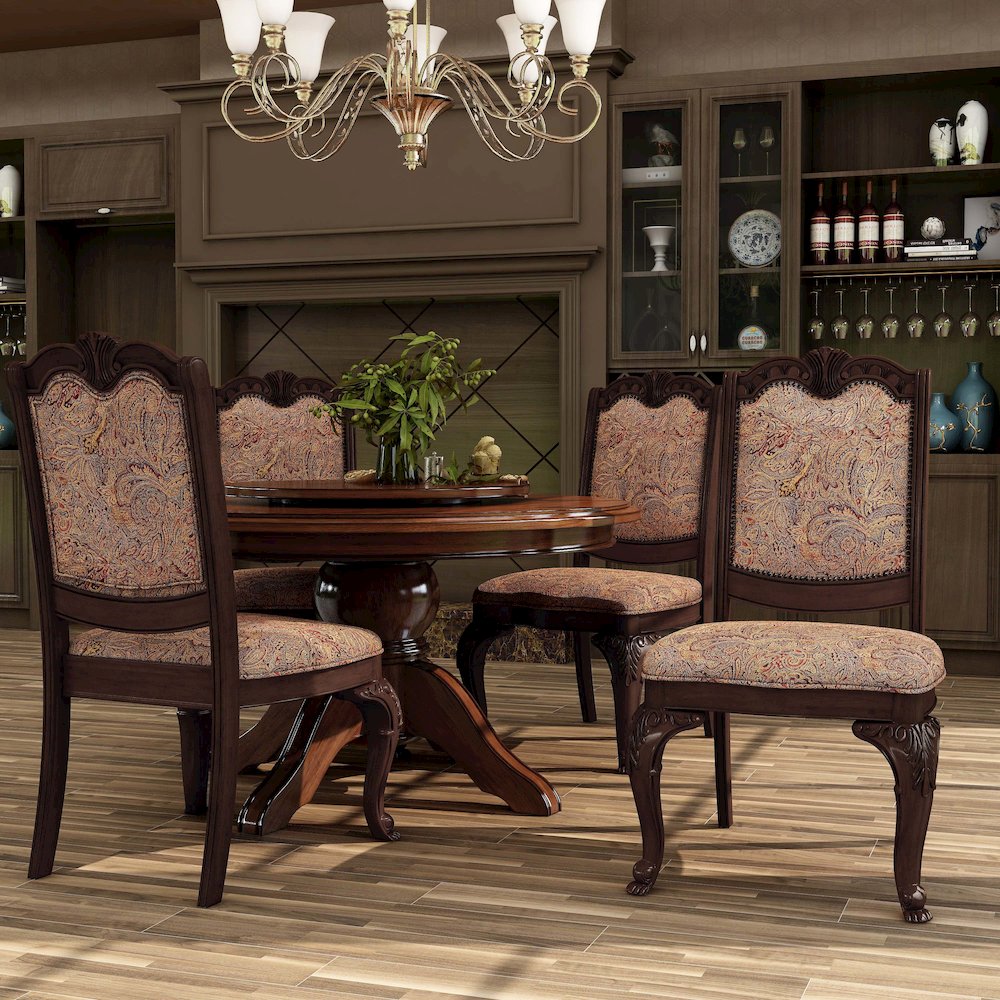 Ramsaran Fabric Dining Chair in Brown Cherry (Set of 2)