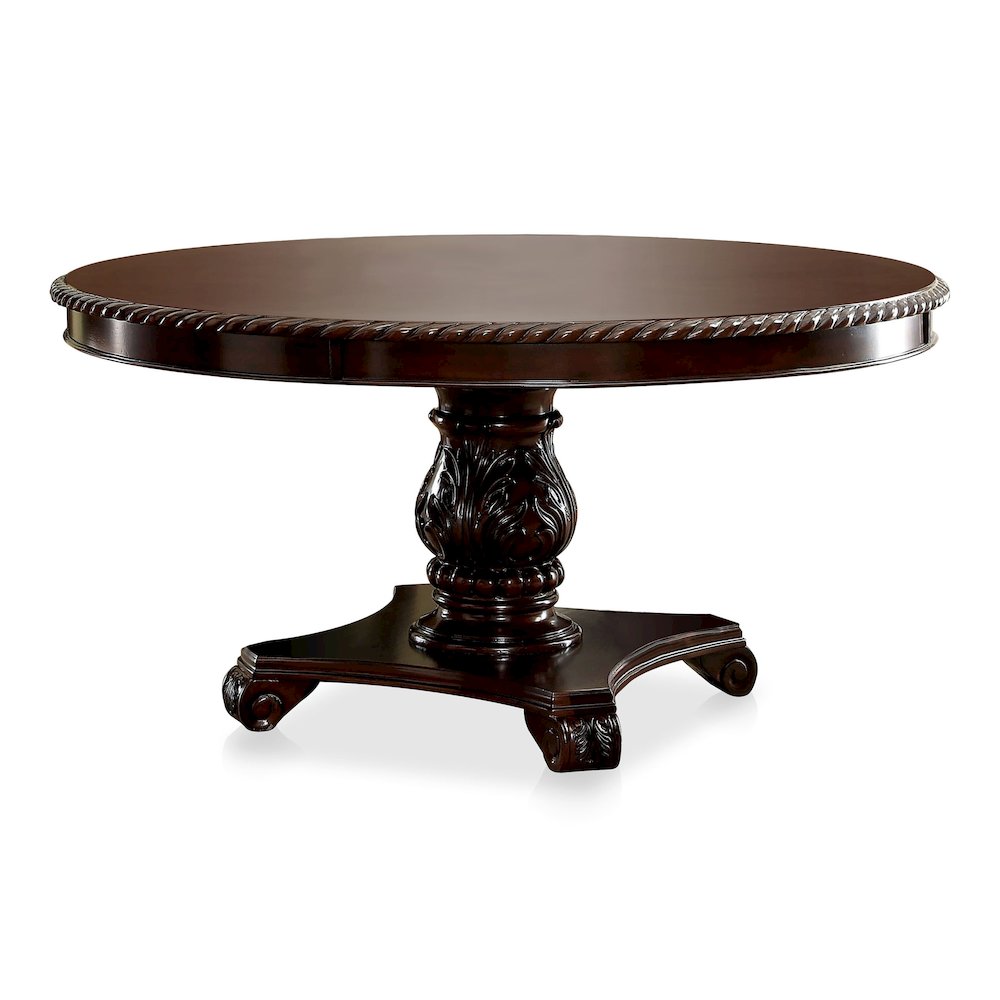 Ramsaran Wood Pedestal Round Dining Table in Brown Cherry