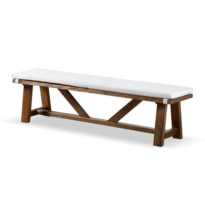 Zephyrine Padded Fabric and Wood Dining Bench in Brown