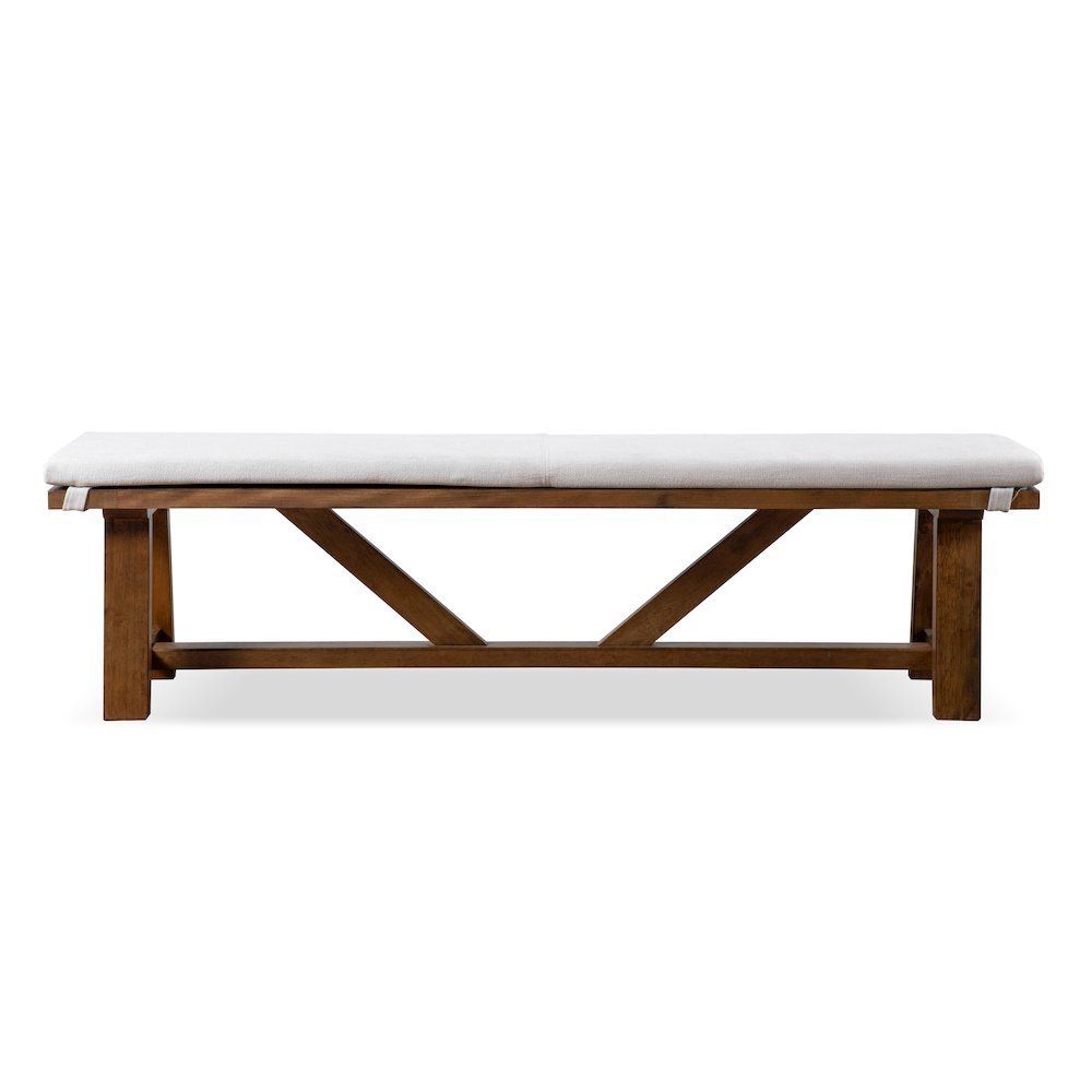 Zephyrine Padded Fabric and Wood Dining Bench in Brown