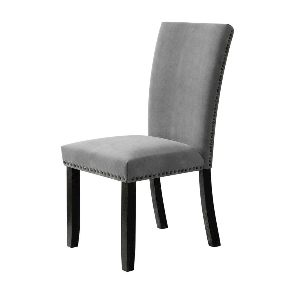 Light Grey Upholstered Side Chair Set with Comfortable Seat and Modern Design