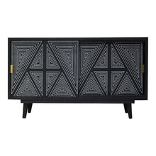 Kanan Art Deco Solid Wood Sliding Door Buffet in Black