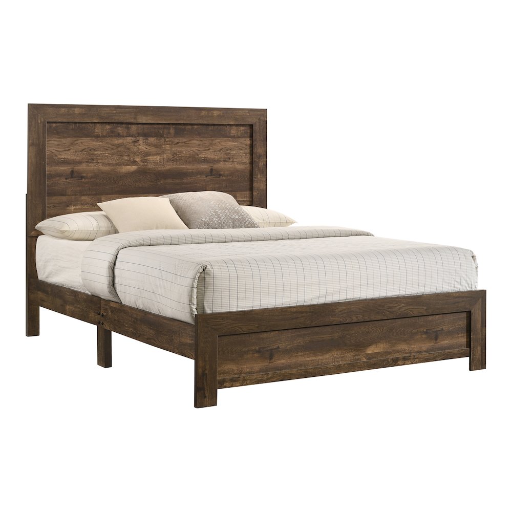 Kodo Rustic Wood Panel Bed in Walnut