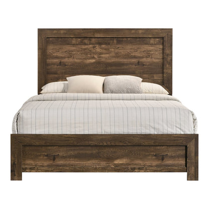 Kodo Rustic Wood Panel Bed in Walnut