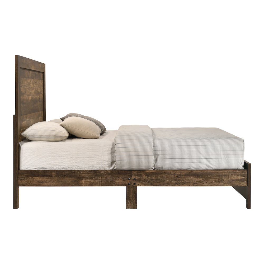 Kodo Rustic Wood Panel Bed in Walnut