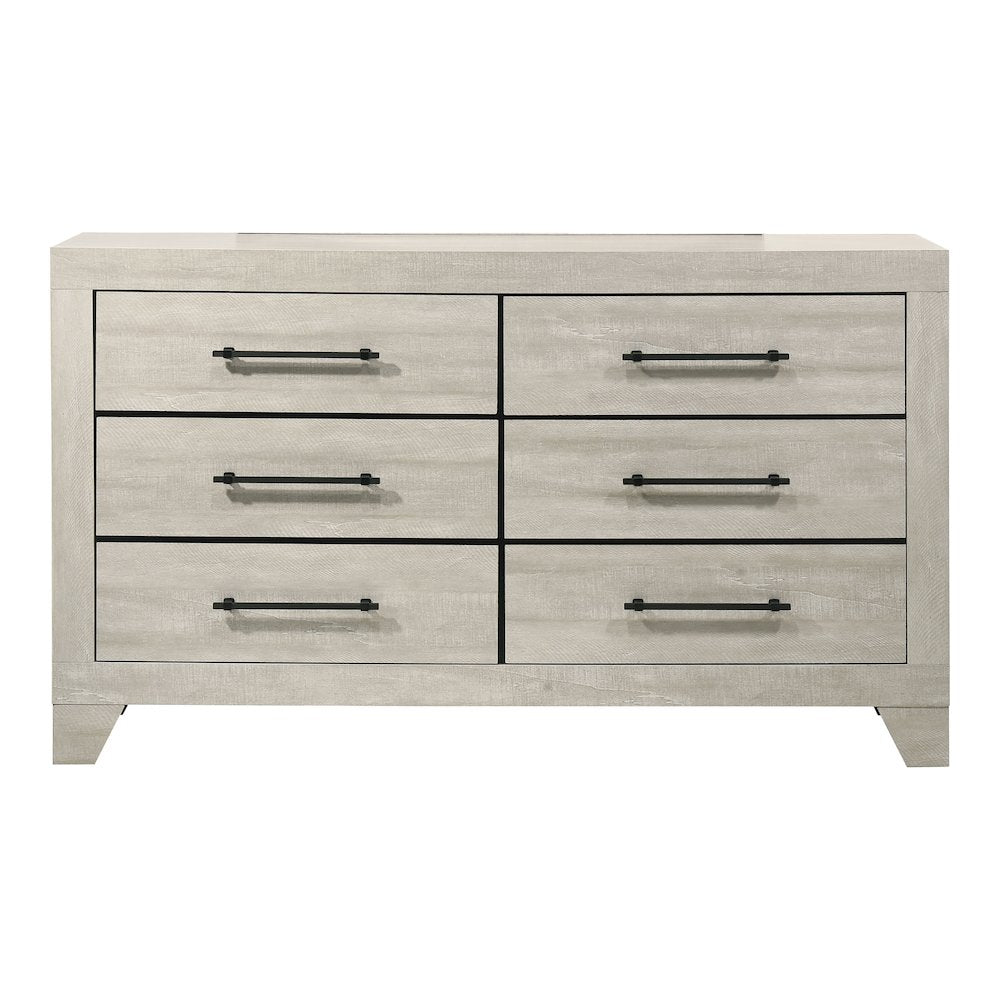 Baurke Modern Wood 6-Drawer Dresser in Light Gray