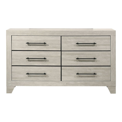 Baurke Modern Wood 6-Drawer Dresser in Light Gray