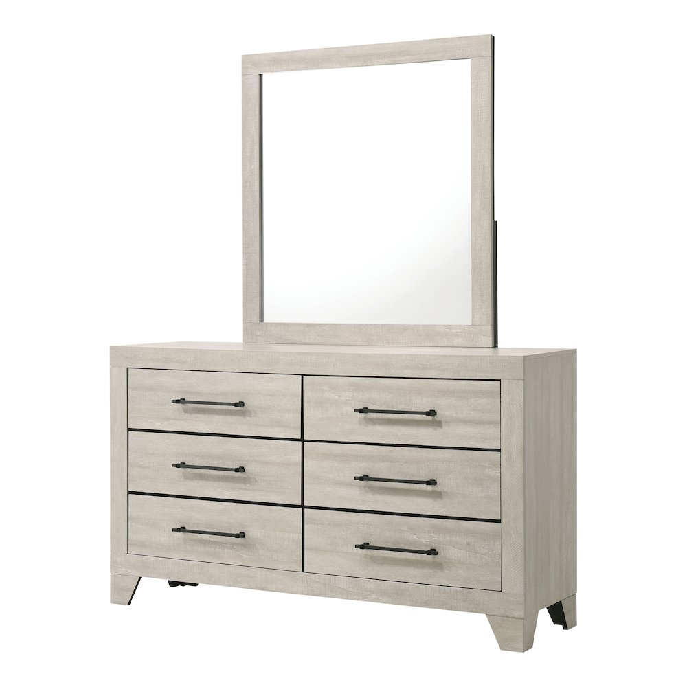 Baurke Modern Wood 6-Drawer Dresser in Light Gray