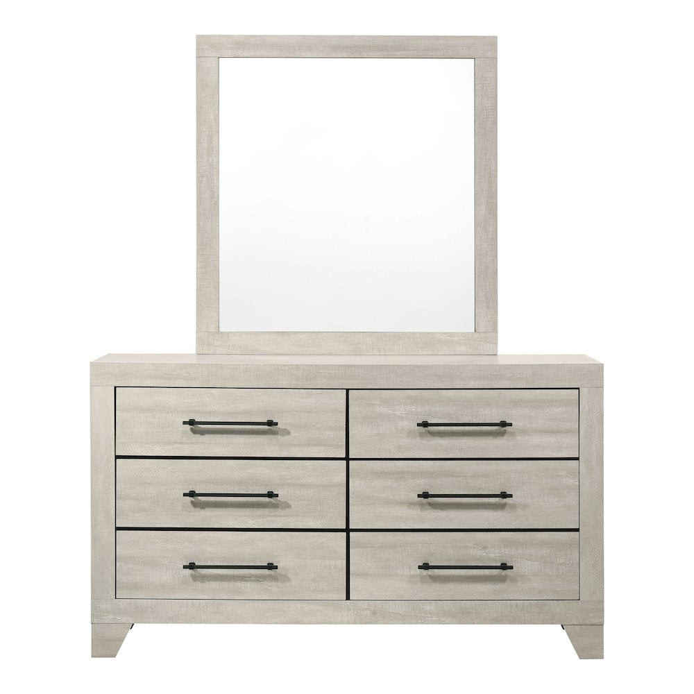Baurke Modern Wood 6-Drawer Dresser in Light Gray