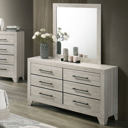 Baurke Modern Wood 6-Drawer Dresser in Light Gray