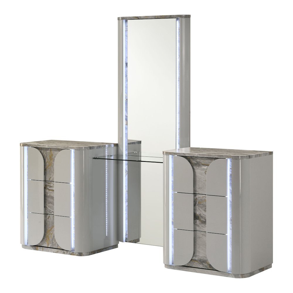 Agena Modern 3-Piece Wood Vanity Set with LED in Light Gray