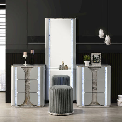 Agena Modern 3-Piece Wood Vanity Set with LED in Light Gray