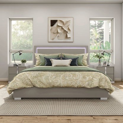 Jiar Modern 3-Piece Panel Bed and 2-Nightstand Bedroom Set