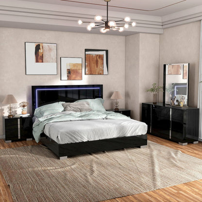 Jiar Modern 5-Piece Panel Bedroom Set with LED on Headboard