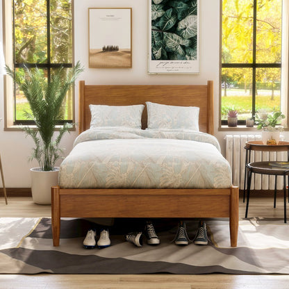 Belkor Solid Wood Queen Platform Bed in Oak