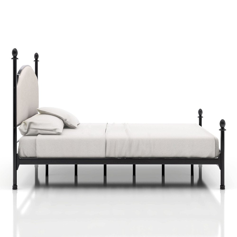 Freila Metal Poster Panel Bed in Silver Gun Metal