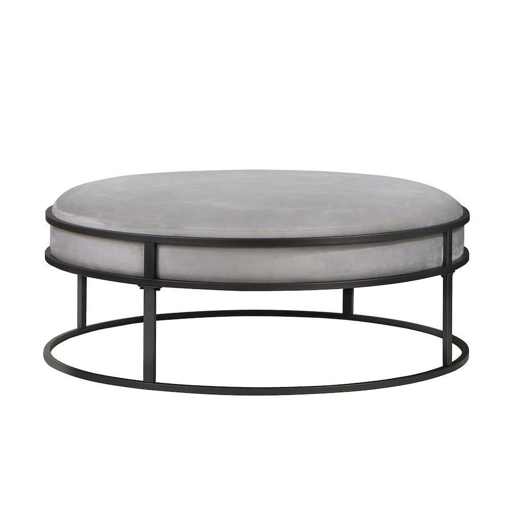Olive Velvet Fabric 39" Wide Round Cocktail Ottoman