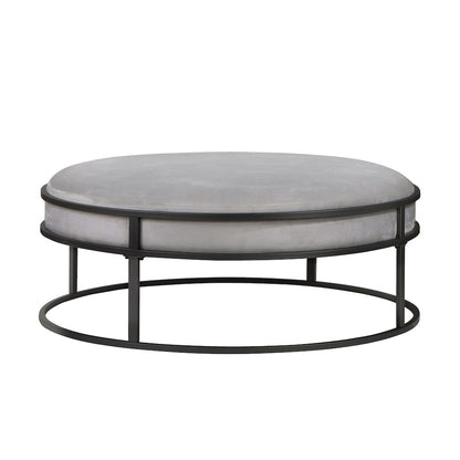 Olive Velvet Fabric 39" Wide Round Cocktail Ottoman