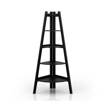 Lawler Contemporary Wood 5-Shelf Corner Bookcase in Black