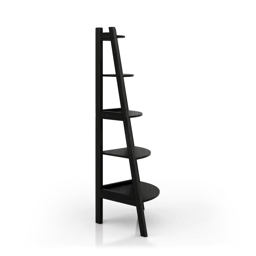 Lawler Contemporary Wood 5-Shelf Corner Bookcase in Black