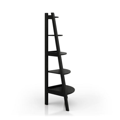 Lawler Contemporary Wood 5-Shelf Corner Bookcase in Black